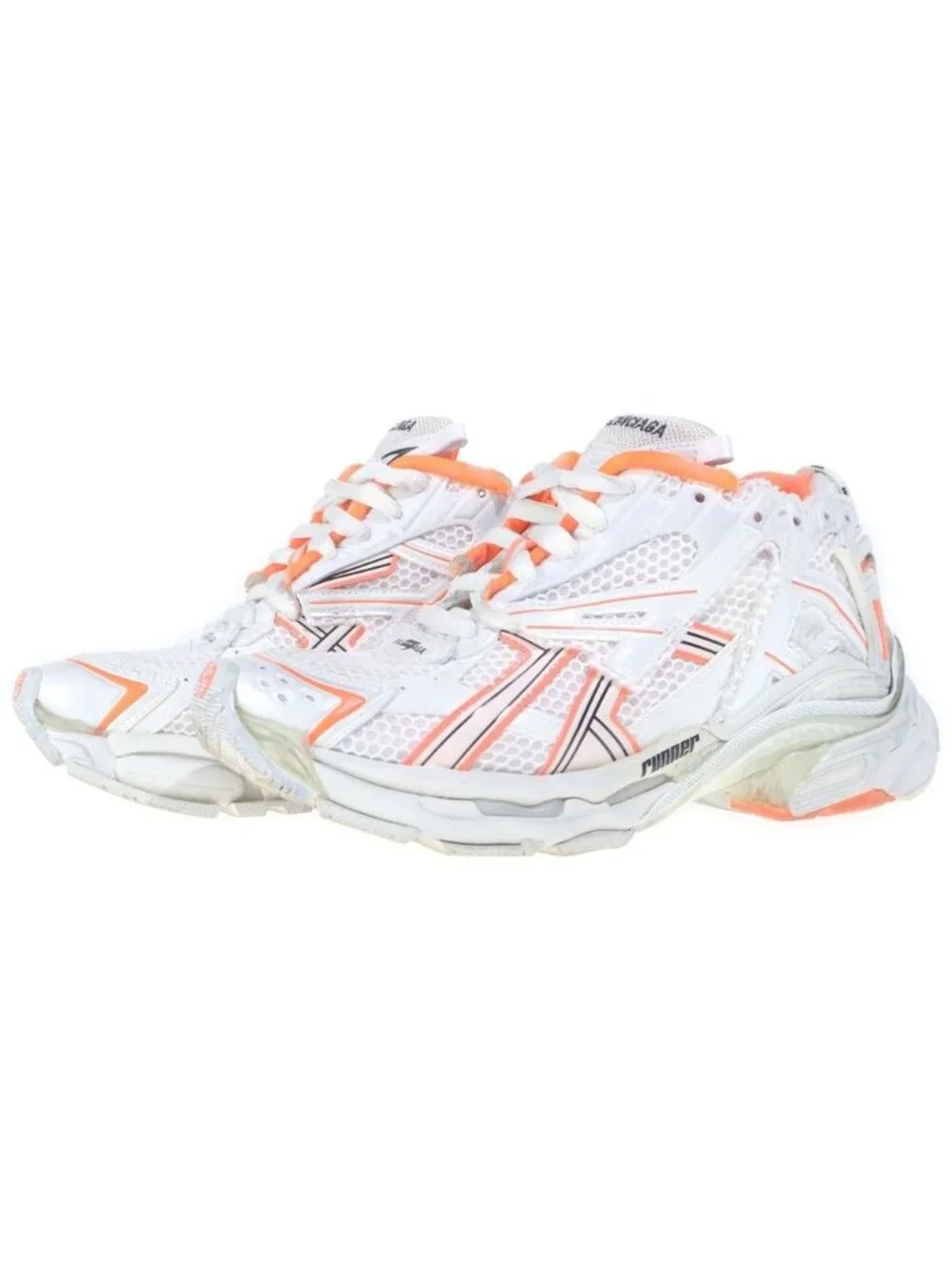 Balenciaga Runner Sneakers Distressed Mesh Leather White